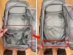 THULE ENROUTE 30L　靴入れポケットはまとめてすっきり収納
