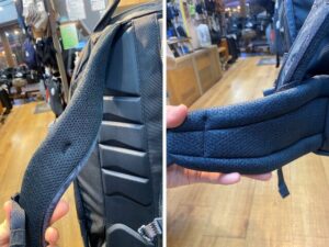 スーリー ランドマーク60L　ベルトにはメッシュ素材採用で通気性良い
