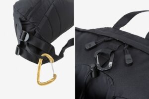 カラビナで小物を取り付け可能な多用途バッグ