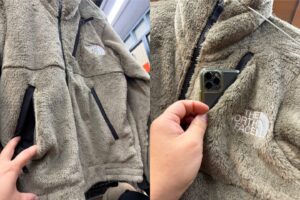 Zippered pockets on the Versa Loft Jacket for convenient storage of small items like phones and keys.