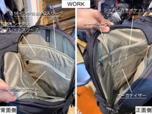 スーリー　アンルート30L　タブレットなど収納できるポケット付き